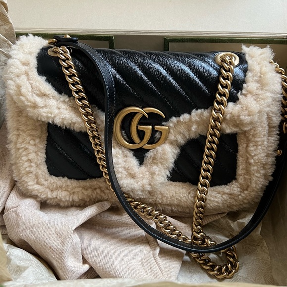 Gucci Handbags - Brand new authentic Gucci Marmont Small Shoulder Bag with Wool Trim